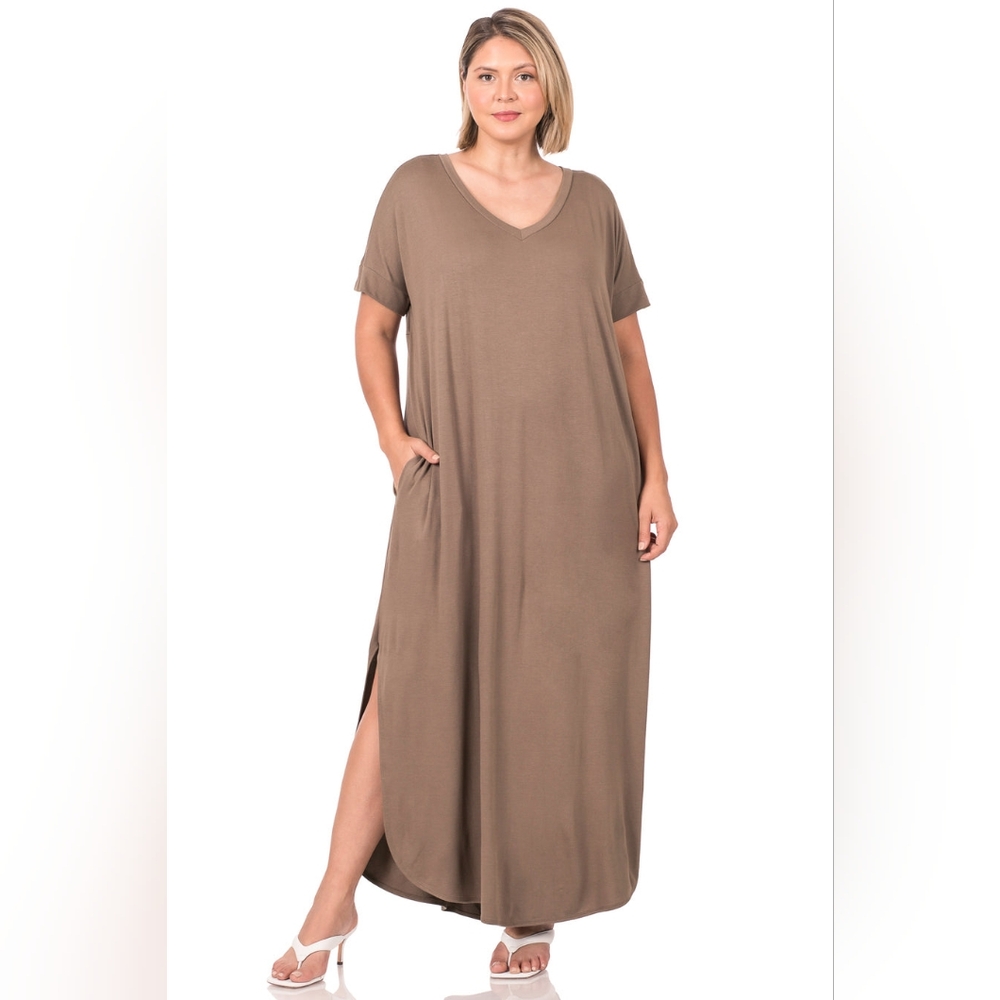 Entro Mocha Mousse Dolman Sleeve Maxi Dress